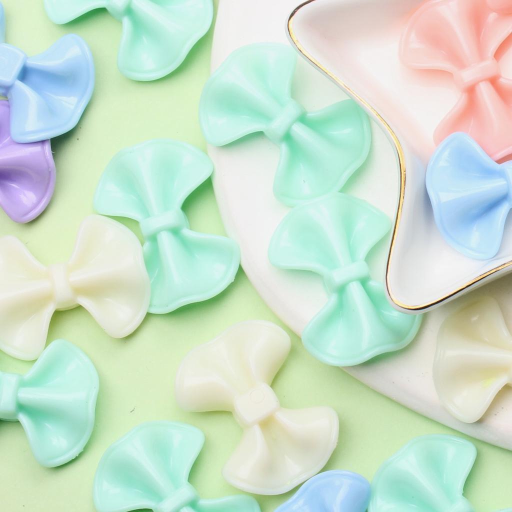 23.2*31mm 10Pcs Candy Color Cream Bow Acrylic Beads Charms DIY Bracelet Necklace Accessories for Jewelry Making