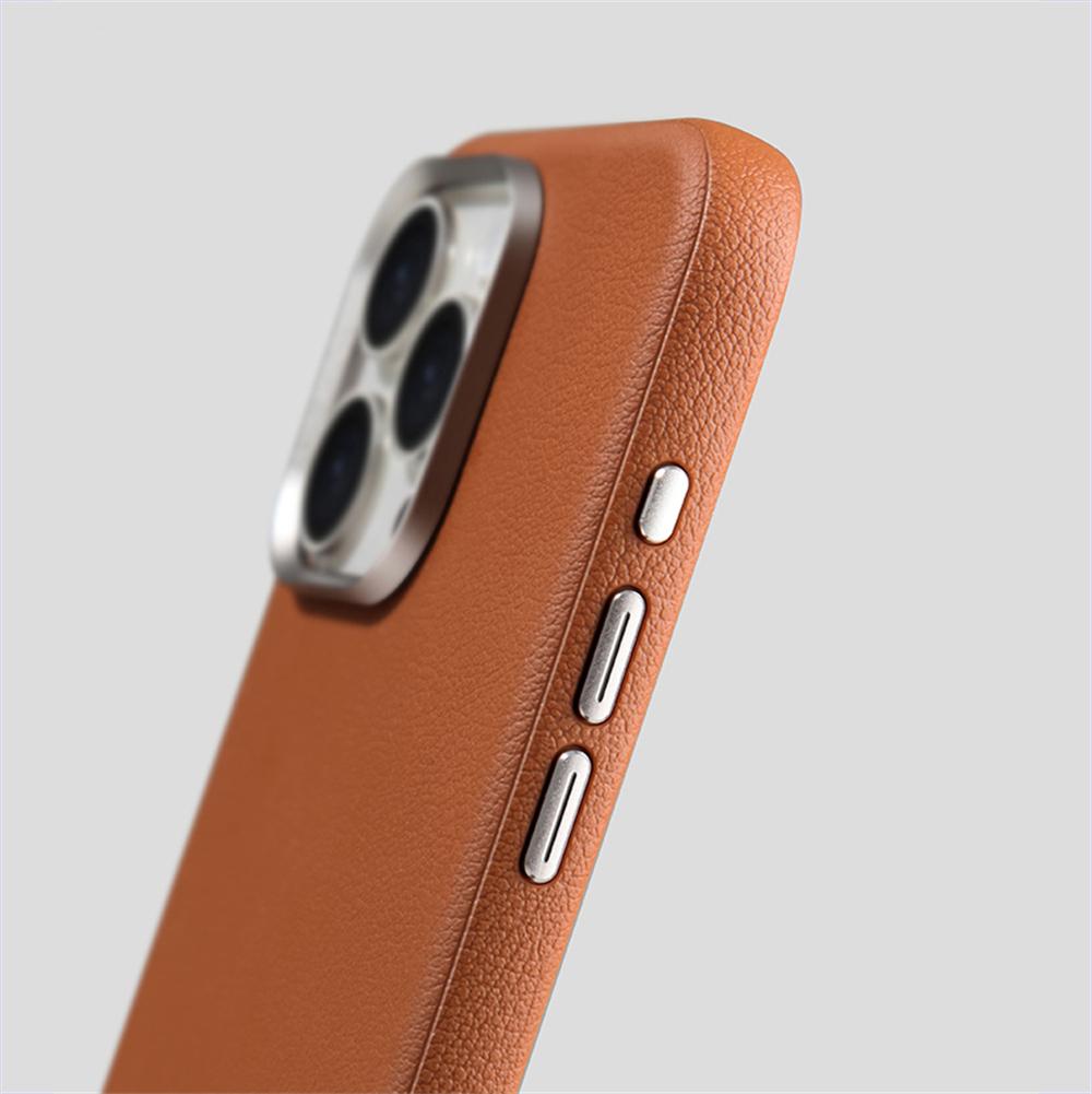 Роскошный деловой кожаный PU чехол для Magsafe для iPhone 16 15 14 Pro Max, магнитная беспроводная зарядка, металлический объектив, противоударная крышка