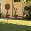 Easter Vintage Metal Rabbit Shaped Planter Garden Stake Rustic Bunny Silhouette Yard Decor with Patina Finish for Outdoor Garden Spring Flower Plants