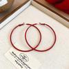 Анкара Красный Иглы Серебра Капли Масла Серьги-кольца: Женский ретро стиль Гонконга, универсальный, с уникальным дизайном.