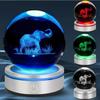 3D Elephant Figurine Crystal Ball with Colorful Light Base Lights for Bedroom Aesthetic Novelty Ring Light Mood Light Ball Lamp Birthday Gift