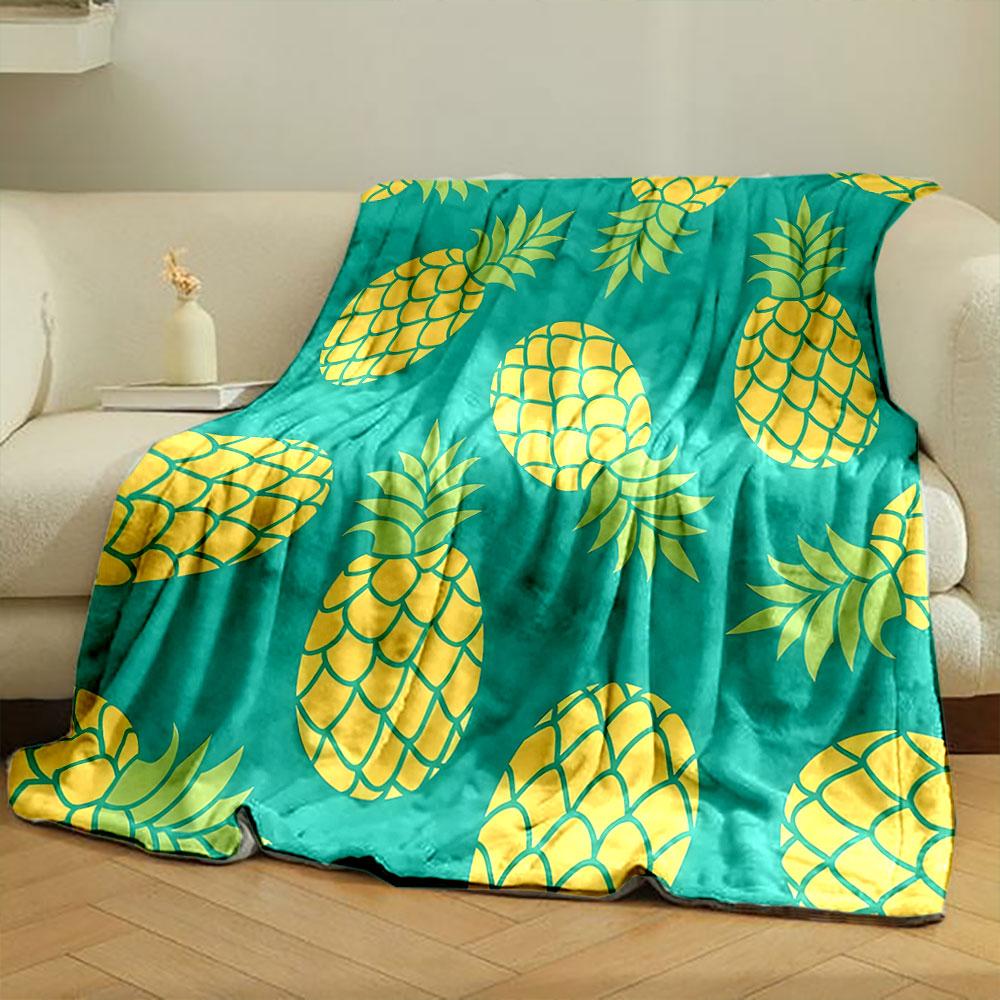 Pineapple Pattern on Teal Background print blanket soft and cozy perfect for the living room bed sofa or a nap,gift