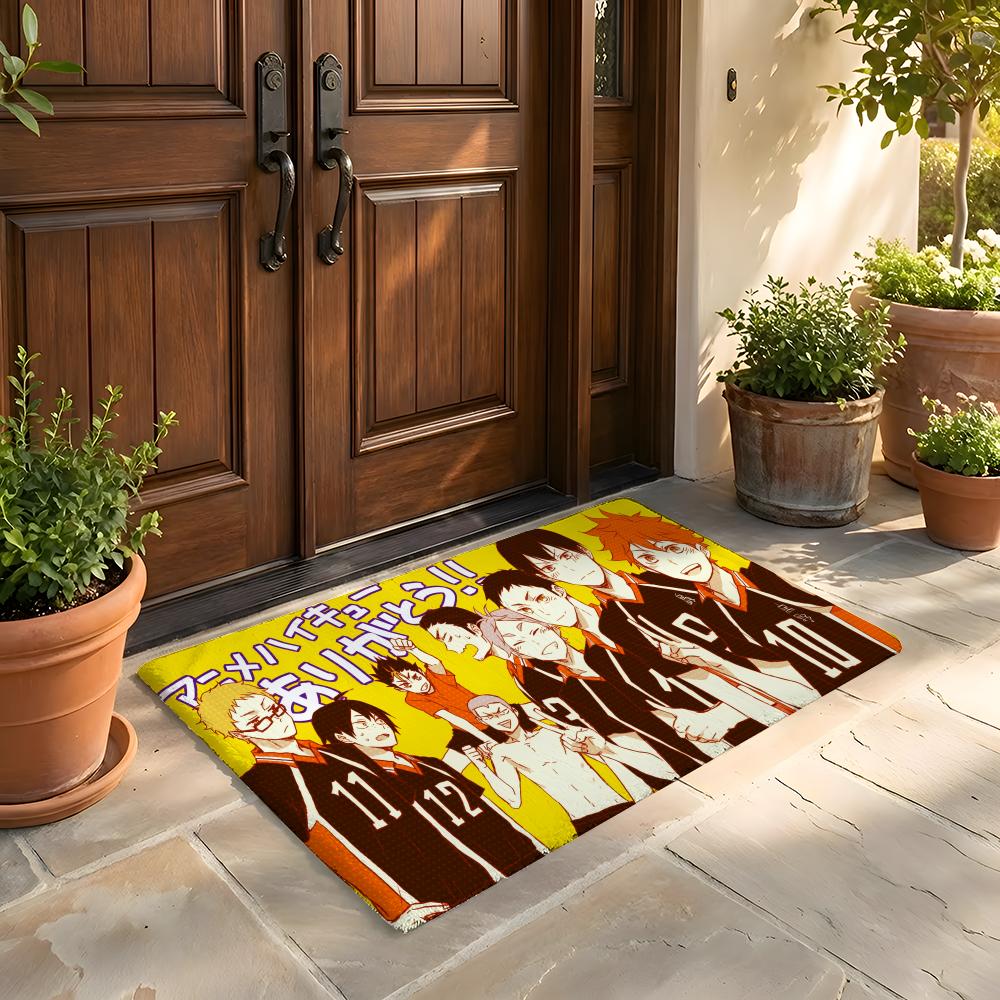 Floor Mat Soft Flannel Rug Non Slip Absorbent Mat for Bathroom Bedroom Home Decor Hot blooded Anime H Haikyuu