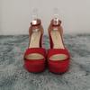 Летние сандалии с ремешком на щиколотке, женские туфли-лодочки 12 см, пикантные женские туфли на высоком квадратном каблуке с открытым носком, свадебные туфли на платформе из флока