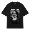 2026 Футболка с принтом Моны Лизы Streetwear Y2k Harajuku Мужская Женская Одежда 100% Хлопок Повседневная Оверсайз Летняя Мужская Футболка