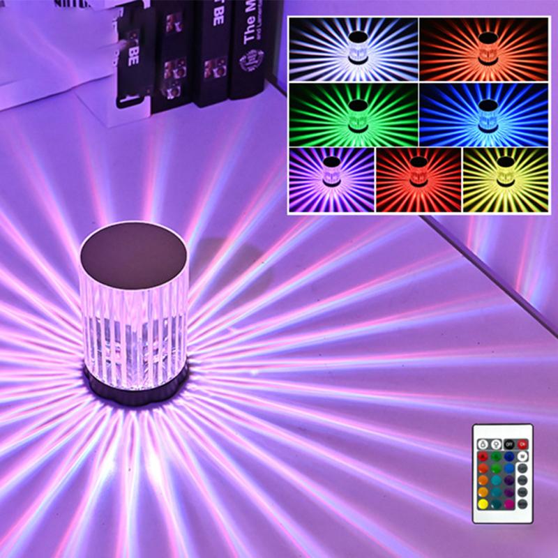 Led Crystal Table Lamp 3/16 Colors Rechargeable Romantic Diamond Lamp Bedroom Bedside Night Light