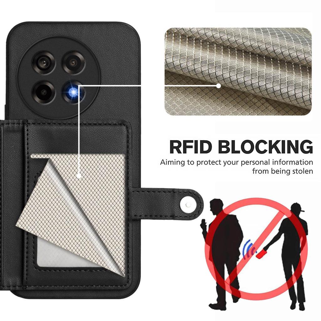 For OnePlus Ace 5 Pro 5G/OnePlus 13R 5G/OnePlus Ace 5 5G Case RFID Blocking Card Holder Kickstand TPU + PU Leather Phone Back Cover
