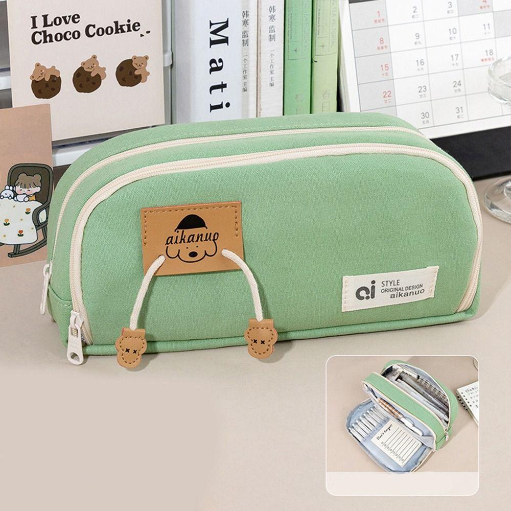 Korean Style Canvas Stationery Bag Desktop Storage Puppy Pencil Pouch School