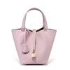 Genuine Leather Women's Bucket Handbag, Large Capacity, High-End Cowhide, 2024 Design