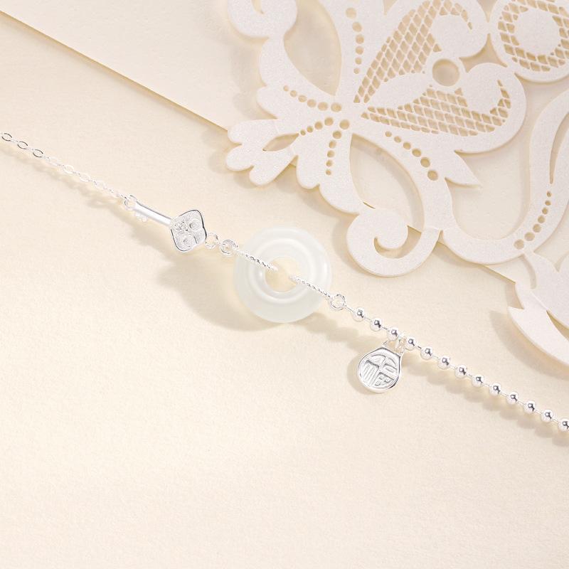 Браслет из халцедона с подвеской «Пряжка Пин Ань Фу» женский, гуочао, новый китайский, нишевый, ретро, из круглых бусин, браслет «Красная фасоль» женский