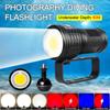 Multi-functional 3-color Diving Flashlight 80m Underwater Photography LED Light IPX8 COB Flashlight Underwater LED Diving Light