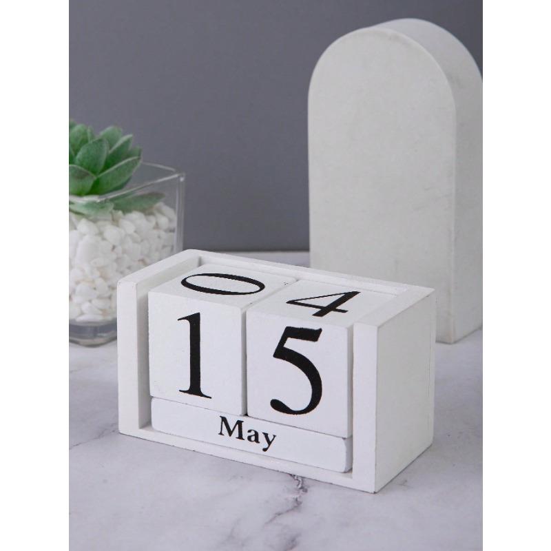 1pc Minimalist Pink & White Diy Wooden Calendar, Desktop Decorative Crafts For High-End Home Decoration Back To School, Back To School