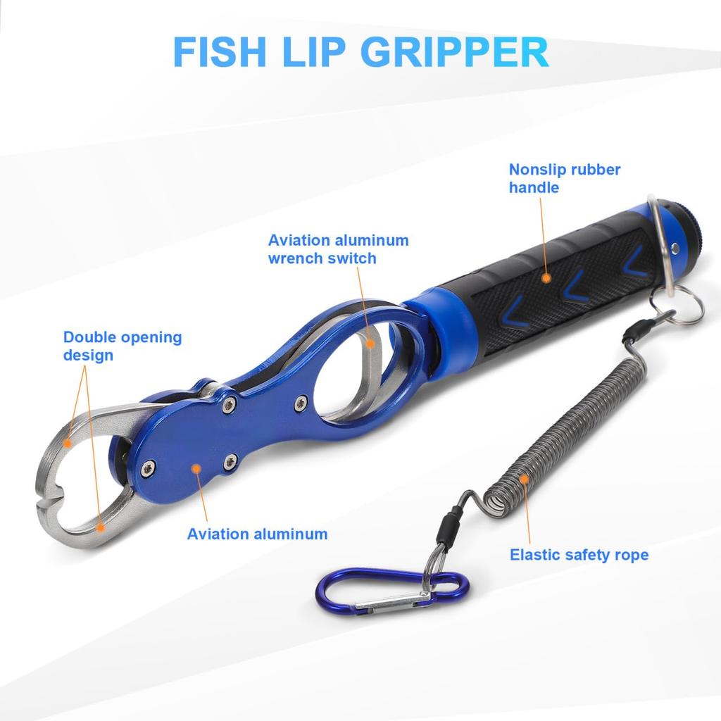 LEDMOMO Fish Pliers, Fish Grip, Weighing Range 15kg, Fishing Pliers, Fishing Scale, Weighing Function, Multifunctional, Ultra Lightweight, with Rope,