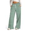 Women's Wide Leg Casual Pants High Waist Striped Sports Pants