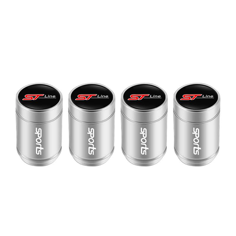 ZLKQ1 4pcs Metal Car Tire Valve Caps 3D Aluminum Alloy Stem Caps For Ford ST Line Explorer Transit Ranger Kuga F150 Fusion Taurus GHIA
