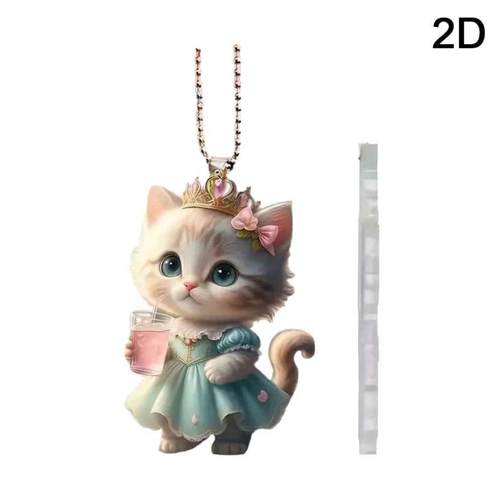 Милый подвесной ornament-котик Реалистичное животное Подвесное украшение на зеркало заднего вида Аксессуар для салона автомобиля Домашняя вечеринка Детский подарок