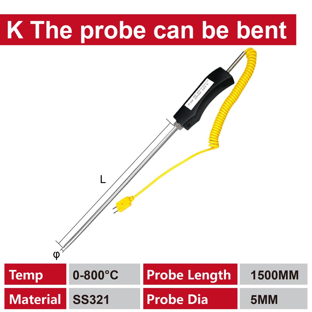WRNK-187/104M K Type Thermocouple Temperature Probe Handheld Immersion Sensor for Molten Aluminum Zinc Furnace Use
