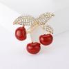 Cute Diamond Drip Fruit Cherry Brooch, Summer Fashion Corsage Women'S Clothing Pin Jewelry