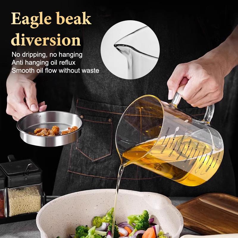 1 л/1,5 л Контейнер-кувшин из нержавеющей стали и стекла для процеживания масла с фильтром, емкость для хранения, банка для кухонных бытовых инструментов