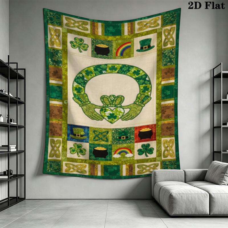 St.Patrick's Day Wall Tapestry Aesthetic Wall Hanging Printed Fabric Blanket Decorative Tapestries for Bedroom Living Room Home Decor