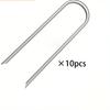 10 шт. серебристых сверхпрочных U-образных ветровых колышков для грунта, которые можно использовать для фиксации и поддержки стальных труб различных конструкций.