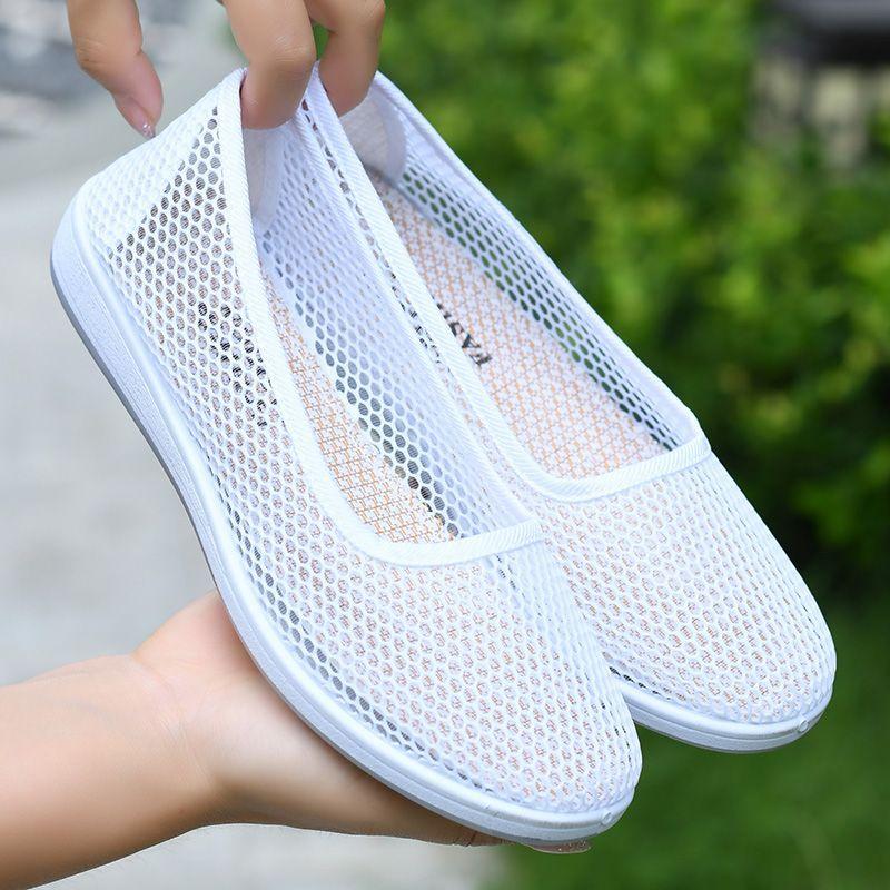 Модная летняя удобная и элегантная оригинальная женская обувь на плоской подошве, корейская мода, легкая повседневная обувь-слипоны, женская сетчатая дышащая обувь