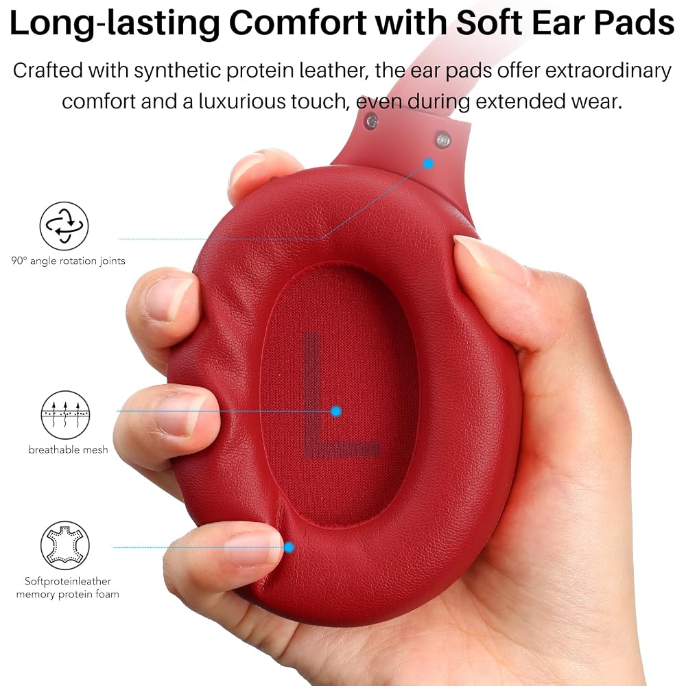 TOZO HT2 Wireless Noise Cancelling Headphones, Hi-Res Audio Compatible, Bluetooth (5.3), AUX Wired Connection (USB Not Supported), Active Noise Cancel