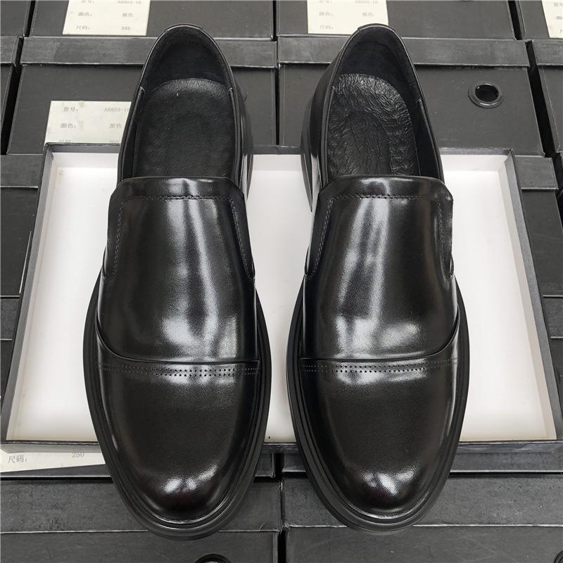Круглые мужские кожаные туфли для делового костюма из дышащей кожи, рабочие туфли для свадьбы, мужские туфли с круглым носком, мужские кожаные туфли