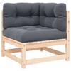 Ecksofa für den Außenbereich mit Kissen, Gartenstuhl und Hocker aus massivem Kiefernholz