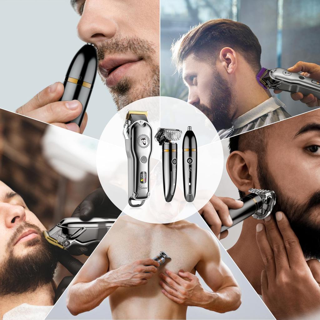Hatteker Hair Clippers Beard Trimmer for Men Barber Clipper Set Nose Hair Trimmer Set