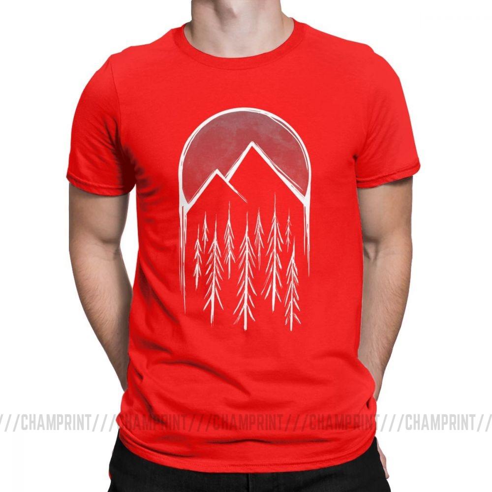Twin Peaks T Shirts Men Red Pine Tree Moon High Quality Tops Short Sleeve