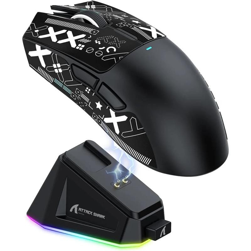 ATTACK SHARK X11 PixArt PAW3311 Беспроводная игровая мышь с тремя режимами, Док-станция для зарядки, Игровой сенсор, Беспроводная мышь BT/2.4G