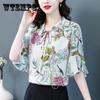 M-6XL женские весенние топы с принтом большого размера женские летние свободные повседневные блузки с короткими рукавами