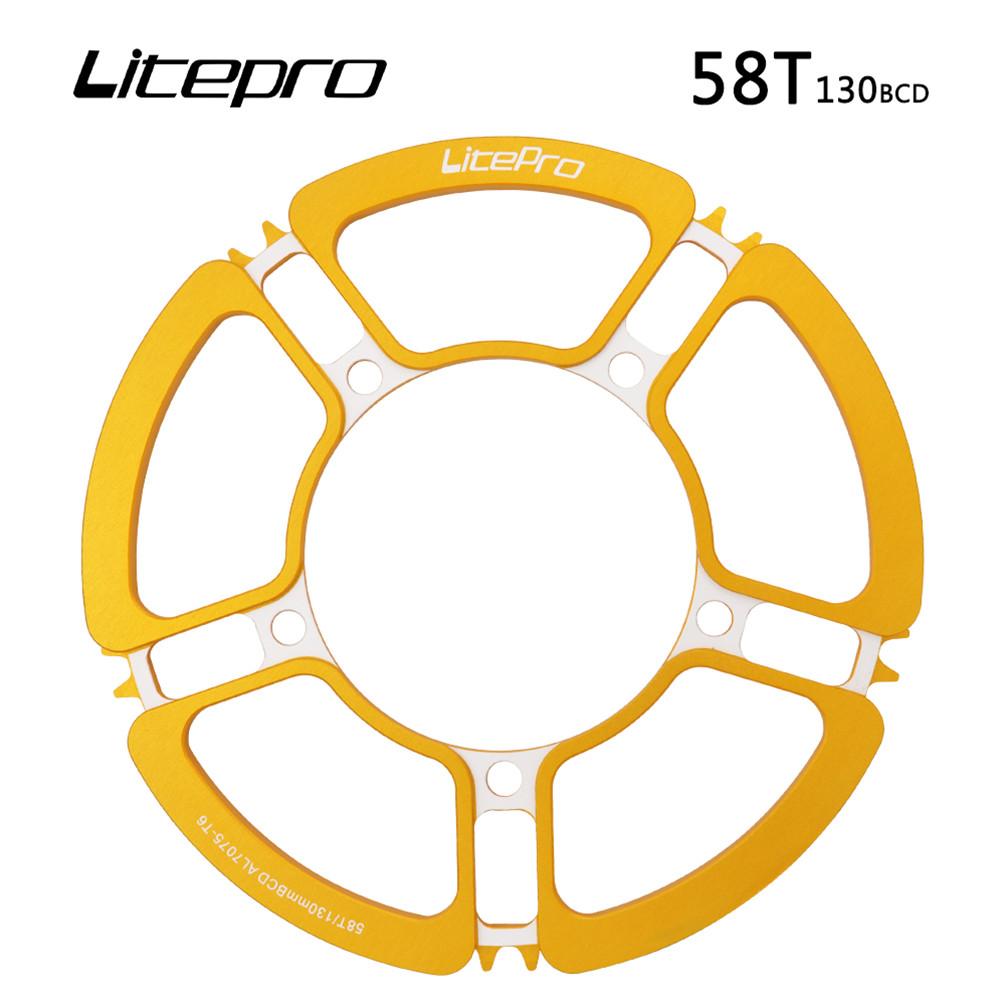 Litepro 53T Лепестковая звезда 56 58T 5-лучевой Алюминиевый сплав Шатунный set Складной велосипед 130BCD Звезда Цепная звезда