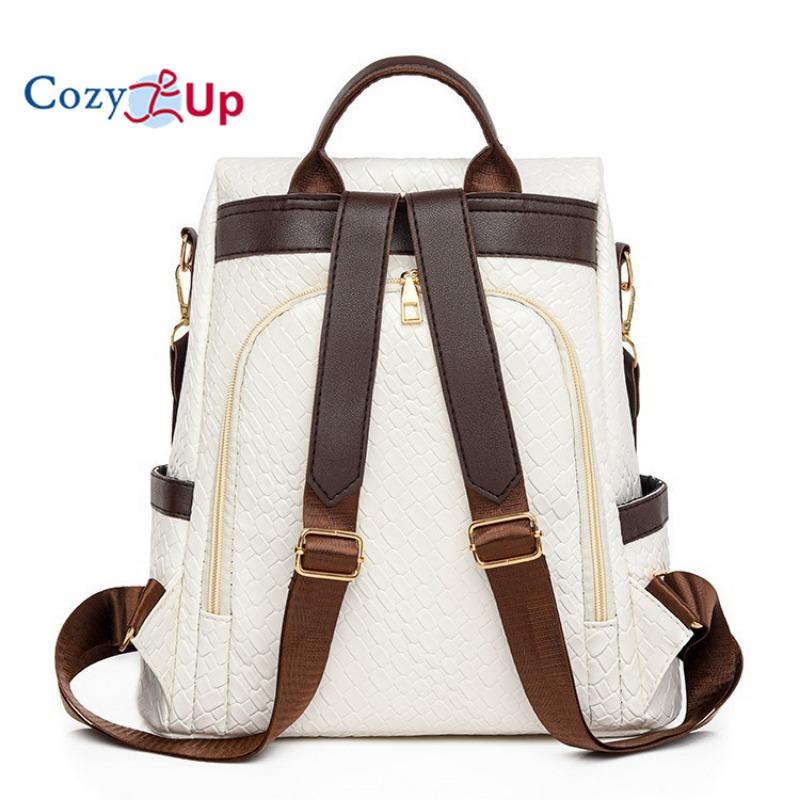 Уютный противоугонный рюкзак из искусственной кожи большой вместимости в стиле ретро, ​​минималистичный женский рюкзак для путешествий