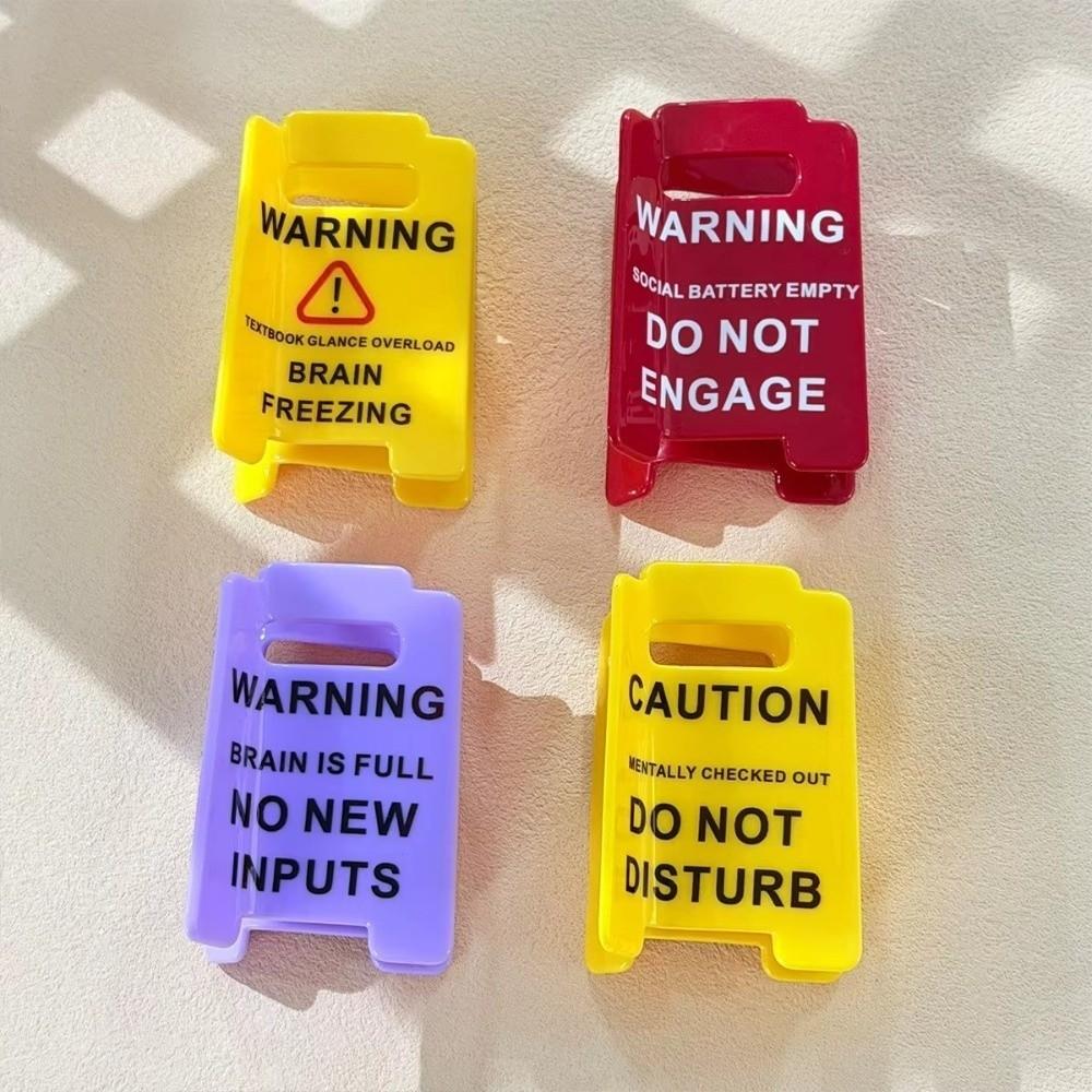 Strong Hold Warning Sign Hair Clip Metal Spring Claw Hair Clip New Hair Claw Clip For Women