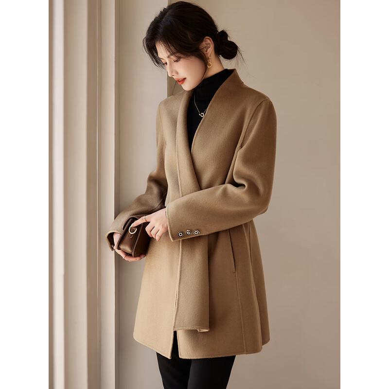 Women's Elegant Double-Sided Wool Belted Coat