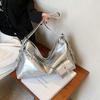 Women PU Leather Chain Decor Handbag Large Capacity Silver Shoulder Crossbdoy Bag With Mini Purse