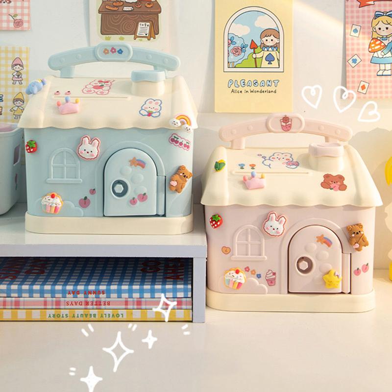 Милый домик-копилка с 3D-наклейкой Kawaii Копилка для детей и взрослых, большой размер, копилка для монет, банкнот, подарок на день рождения