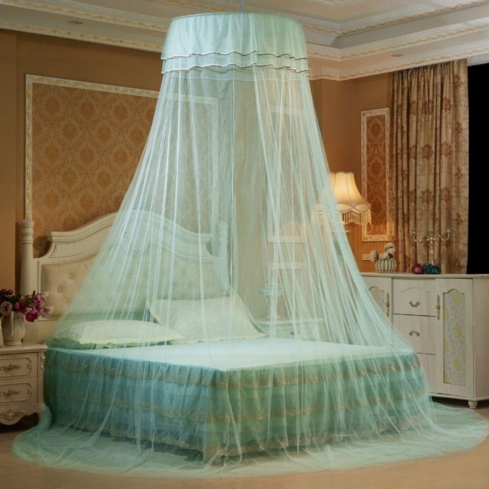 Luxury Pleated Lace Mesh Dome Queen Size Bed Canopy Mosquito Net Bedding Article Bed Tent