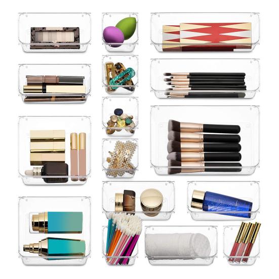 16 шт. универсальные прозрачные органайзеры для ящиков, коробки для хранения, гладкие края, без заусенцев, косметика