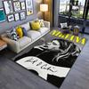 Pop Culture Area Rug, Nirvana Kurt Cobain Smoking Guitar Yellow Black Poster, Man Cave Decor, Non-Slip Mat