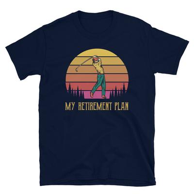 Funny Retro Sunset Golfing Caddie My Retirement Plan Short-Sleeve Unisex T-Shirt