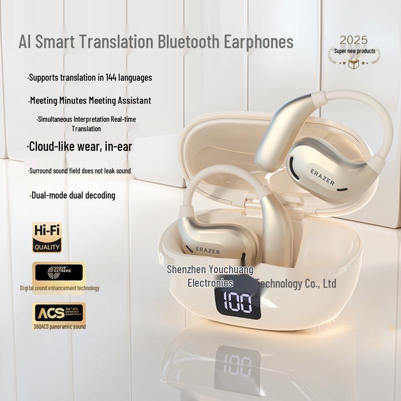Bluetooth-наушники с ИИ-переводом, долгим временем работы от аккумулятора, активным шумоподавлением, сверхдолгим режимом ожидания и постоянным бесплатным переводом