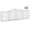 VidaXL Paniers à gabions arqués 5 pcs 300x30x80/100 cm fer galvanisé, gabion, cage de gabion, panier de mur de gabion, mur 3146506