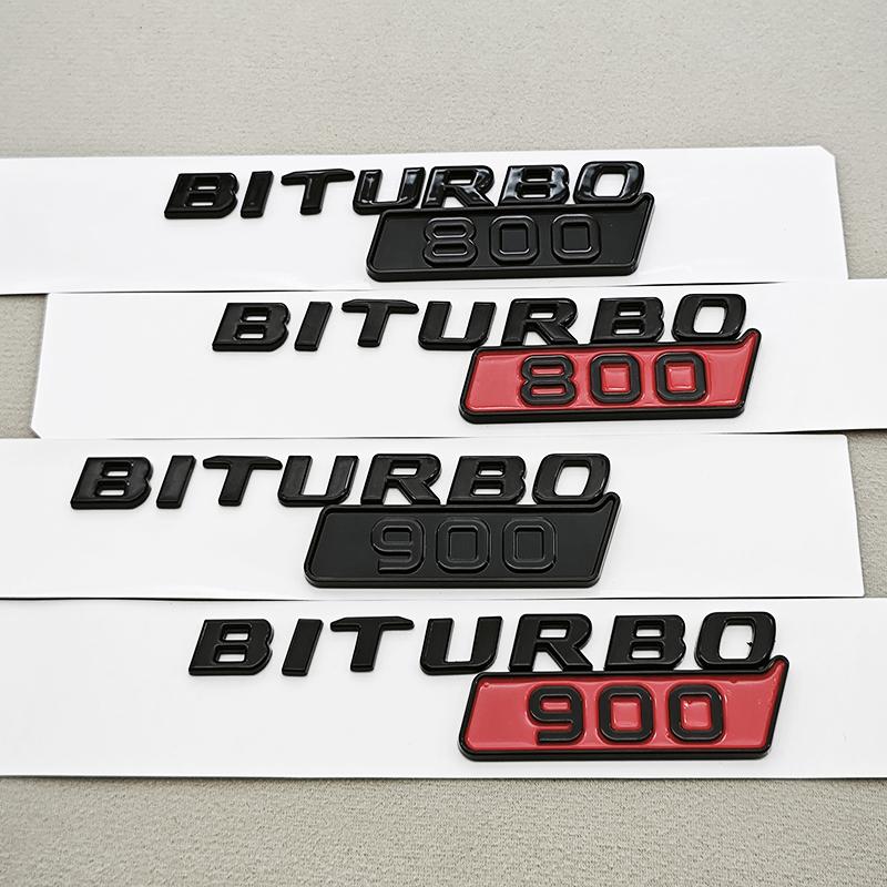 Car Styling Biturbo 800 900 Car Sticker Gloss Black Side Fender Emblem Decals For Mercedes O0 Brabus AMG Modified Accessories YT1