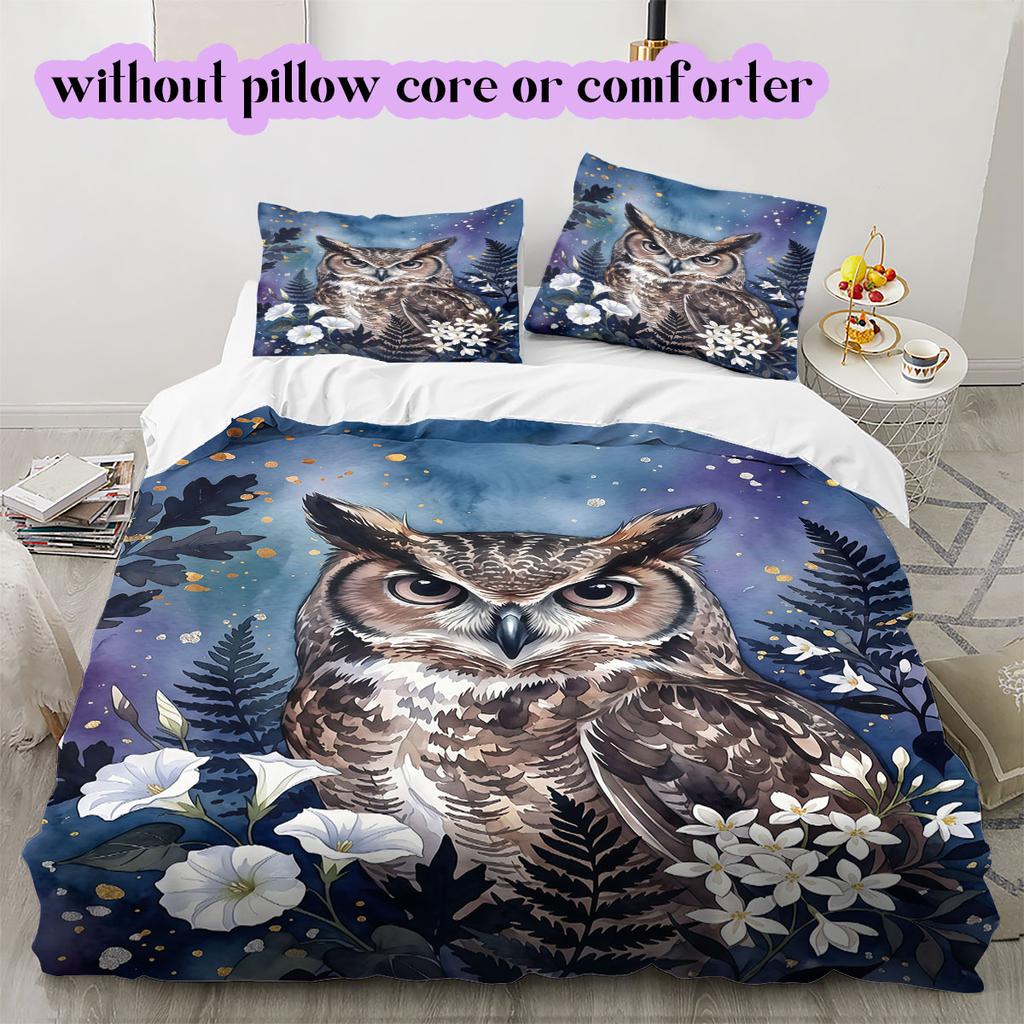 Watercolor animal painting Pattern Bedding,Quilt Set Quilt Cover Pillowcase Home Birthday Gift (1*duvet cover+2*pillowcase,without core)