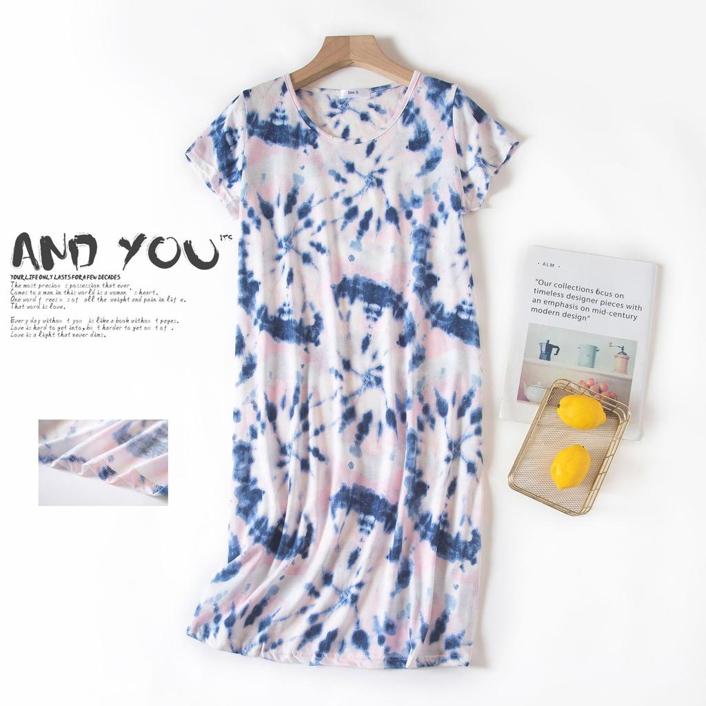 Plus Size Summer Women Nightdress Short Sleeve Cute Cartoon Sleepwear Sweet O Neck Nightgowns Pyjamas Lady's Cotton Sleepdress