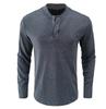 И Зимняя Мужская Футболка с Полуоткрытым Воротником Однотонная Футболка с Длинным Рукавом Повседневная Рубашка с Пуговицами