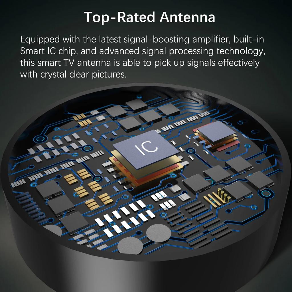 Цифровая ТВ-антенна 5600 миль - 4K 1080P Усилитель сигнала дальнего действия для ATSC/DVB-T/ISDB Free View